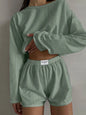 Spring and summer new fashionable loose fitting pullover top and shorts set