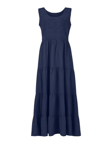Strap top skirt with pleats and spliced A-line large swing dress