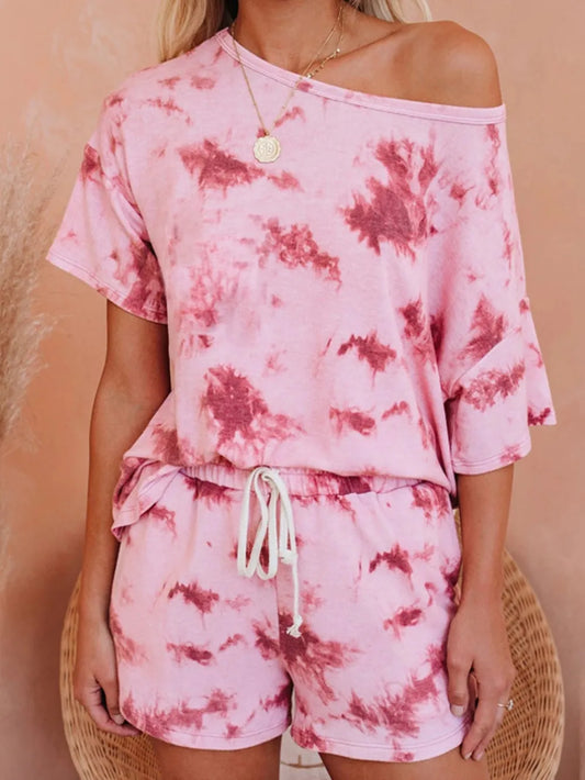 Graffiti tie dye casual sports home set two-piece set