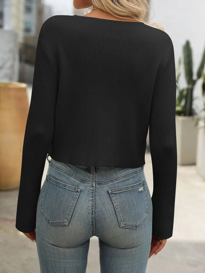 Ladies' spicy girl solid color long sleeved zipper cardigan sweater