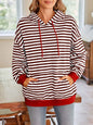 Loose casual striped hooded sweatshirt