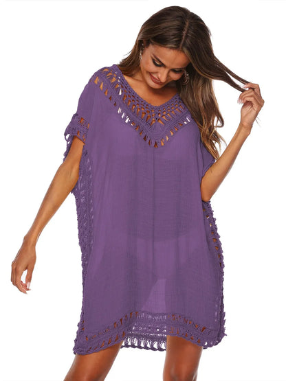 V-neck beach skirt cover hollowed out hand hook beach cover beach skirt