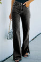 Washed split waist denim pants with a mid rise temperament casual pants