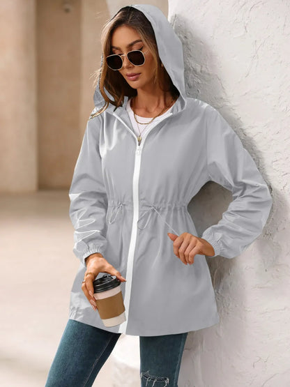 Outdoor Waterproof Long Sleeve Hooded Windbreaker