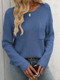Ladies' round neck pocket decorative top long sleeved sweater