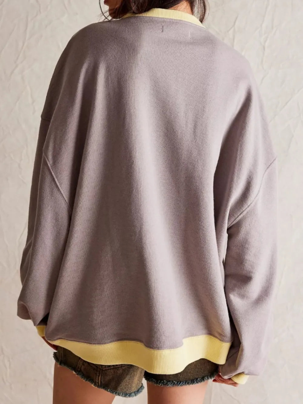Long sleeved top loose trendy brand off shoulder round neck sweatshirt jacket for women in spring and autumn