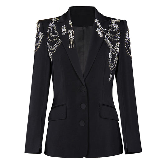 European and American style heavy industry nail bead suit jacket top suit jacket for women