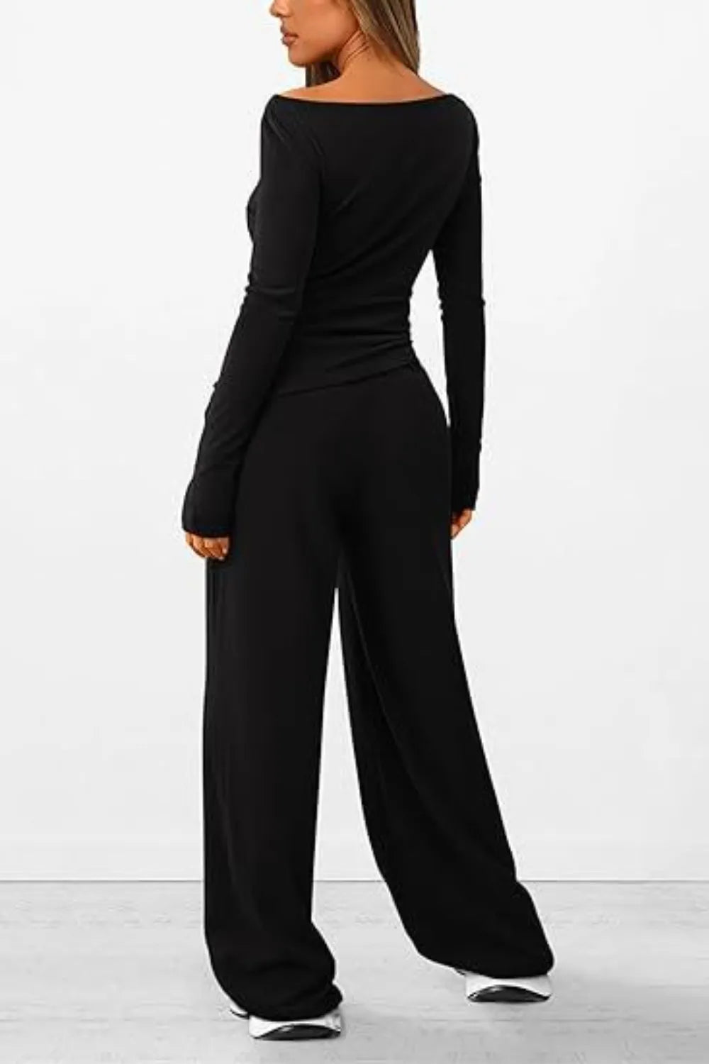 Casual suit asymmetrical long sleeved T-shirt wide leg pants casual sportswear