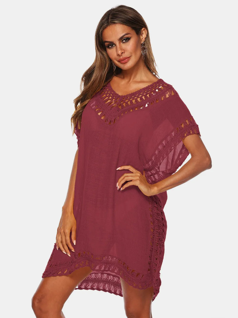 V-neck beach skirt cover hollowed out hand hook beach cover beach skirt