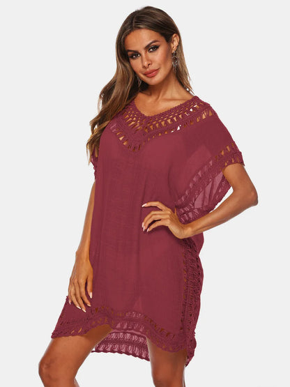 V-neck beach skirt cover hollowed out hand hook beach cover beach skirt