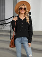 Autumn and winter new solid color hooded button loose long sleeved top
