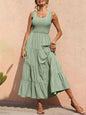 Strap top skirt with pleats and spliced A-line large swing dress