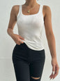 Square collar solid color knitted lace vest