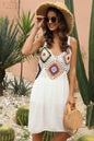 Splicing Beach Skirt Hook Flower Beach Hoodie Bamboo Cotton Beach Strap Skirt Ethnic Style