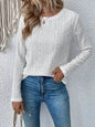 Solid color long short sleeved hollow casual shirt