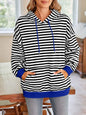 Loose casual striped hooded sweatshirt